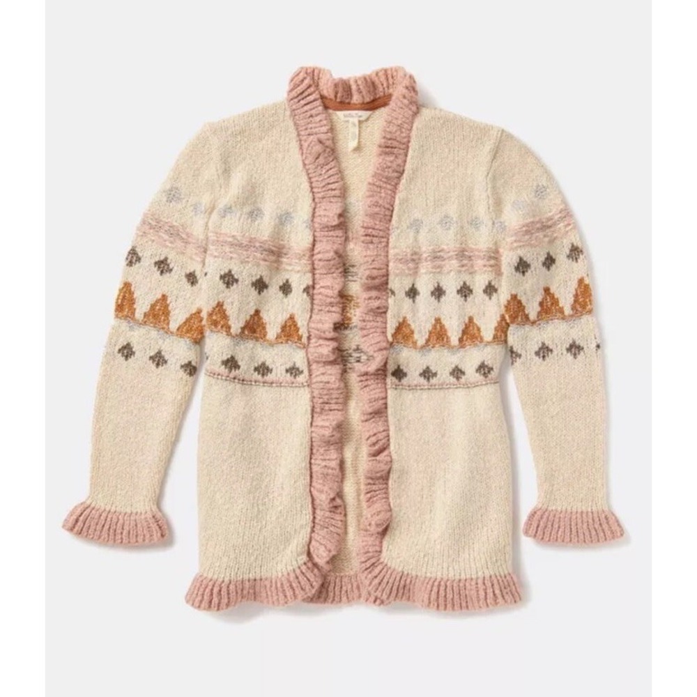 MATILDA JANE Just Imagine Jacie Womens Knit Winter Ruffled cardigan Small New